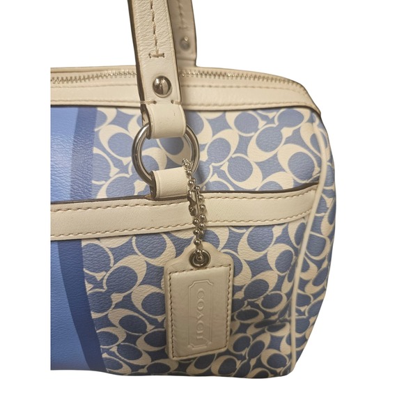 Coach Signature Demin‎ Satchel Purse Handbag Blue White F15132 - Picture 2 of 12